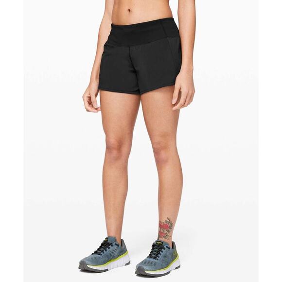 Lululemon Run Times Athletic Running 2 Way Stretch Short II *4" Black SZ 4 - Picture 3 of 16